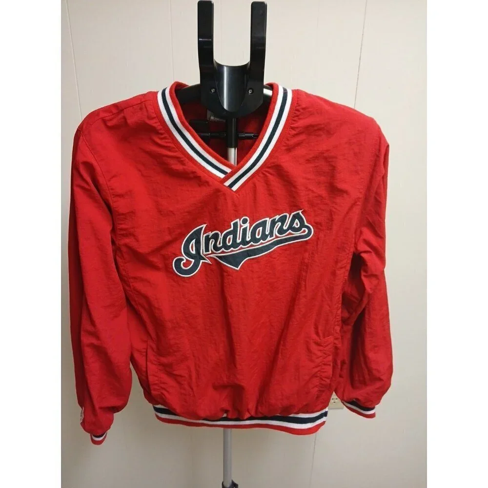 Cleveland Indians Majestic Authentic Pullover Light Jacket Coat Kids 14/16 Red